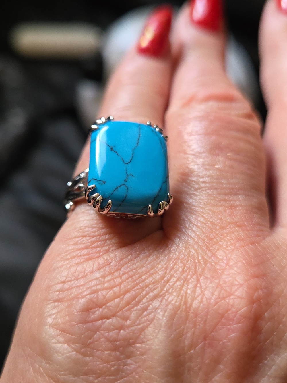 Title: Stunning Bohemian Turquoise Statement Ring – Vibrant Blue. - Picture 4 of 7